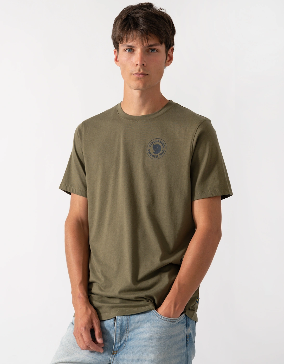 Fjallraven Men's Tan 1960 Logo T-Shirt - Laurel Green 625 - Size 42