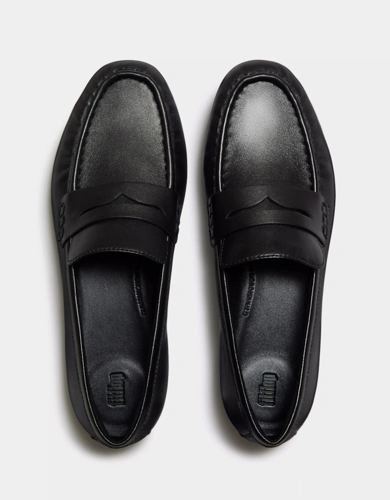 FitFlop Delicato Womens Leather Loafers - All Black 090