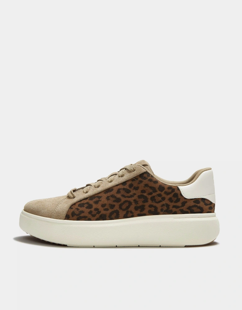 FitFlop Womens RTG Suede Leopard Lace Up Trainers - Cappuccino 923