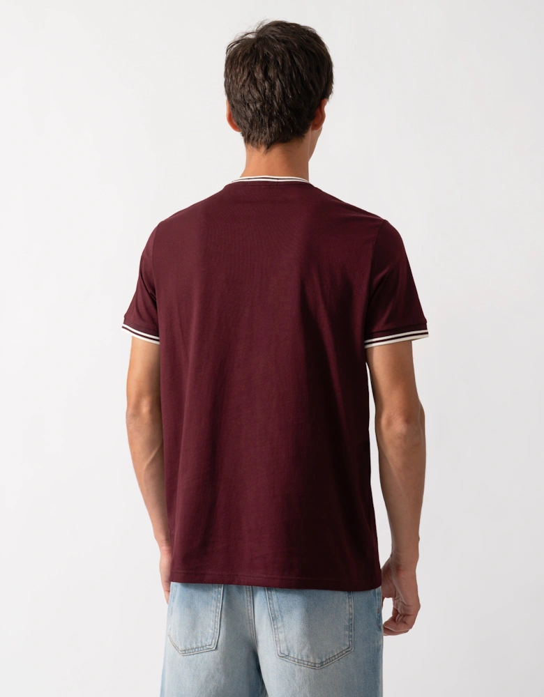 Fred Perry Mens Twin Tipped T-Shirt - Oxblood/Ecru 64A