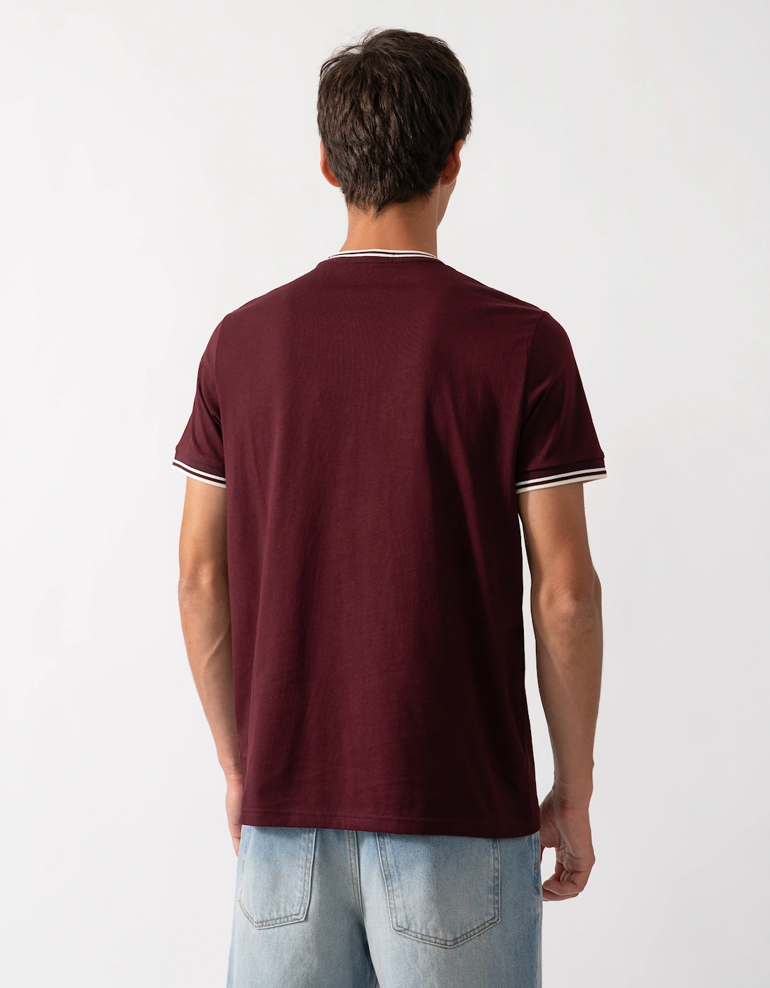 Fred Perry Mens Twin Tipped T-Shirt - Oxblood/Ecru 64A