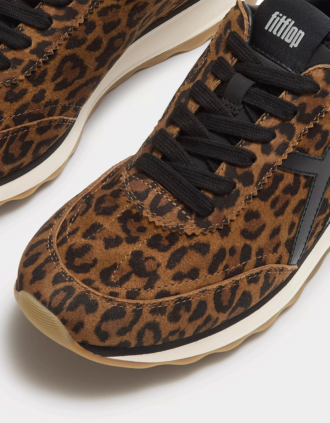 FitFlop Womens Retro-Q FF Suede Leopard Trainers - Tan/Black E76