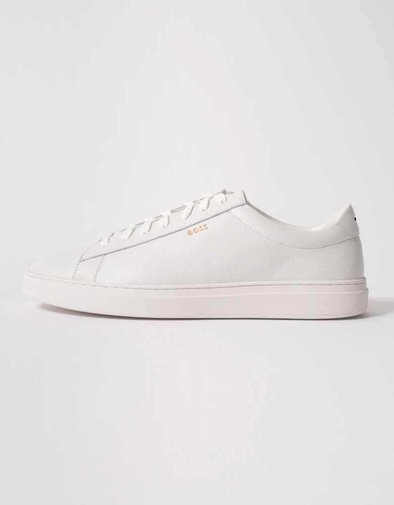 BOSS Orange Kieran Mens Grained-leather trainers with rubber sole - White 100