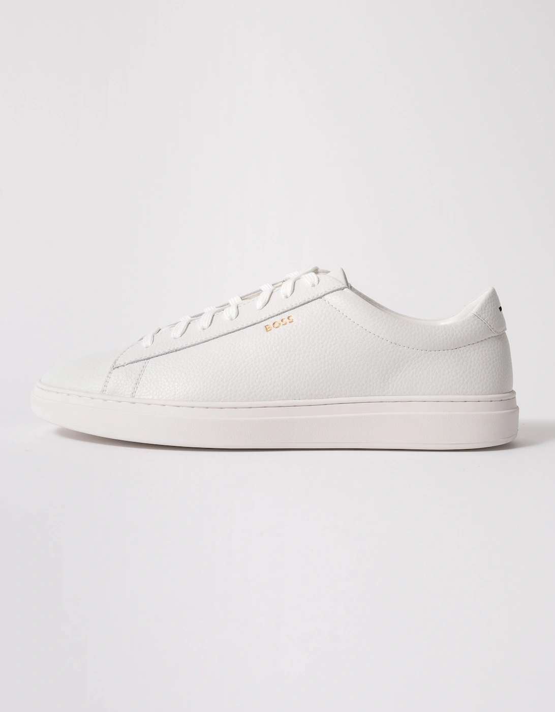 BOSS Orange Kieran Mens Grained-leather trainers with rubber sole - White 100
