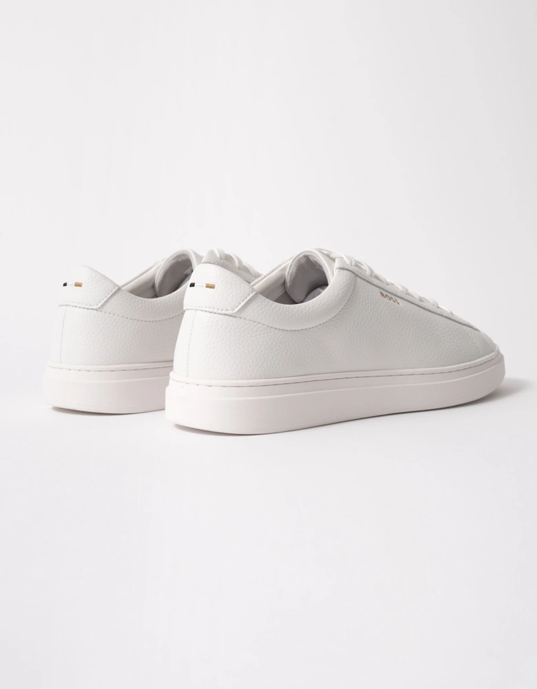 BOSS Orange Kieran Mens Grained-leather trainers with rubber sole - White 100