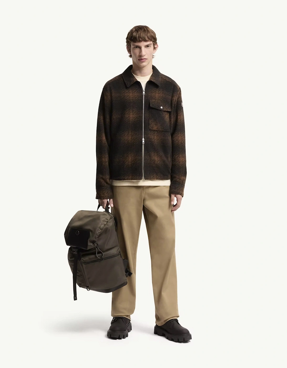 Checkered Zip Overshirt Black/Brown