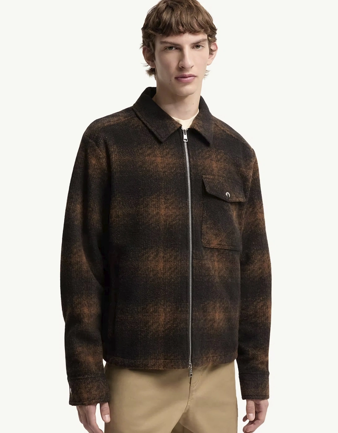 Checkered Zip Overshirt Black/Brown