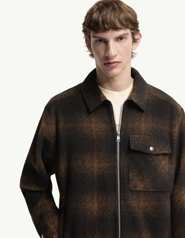 Checkered Zip Overshirt Black/Brown