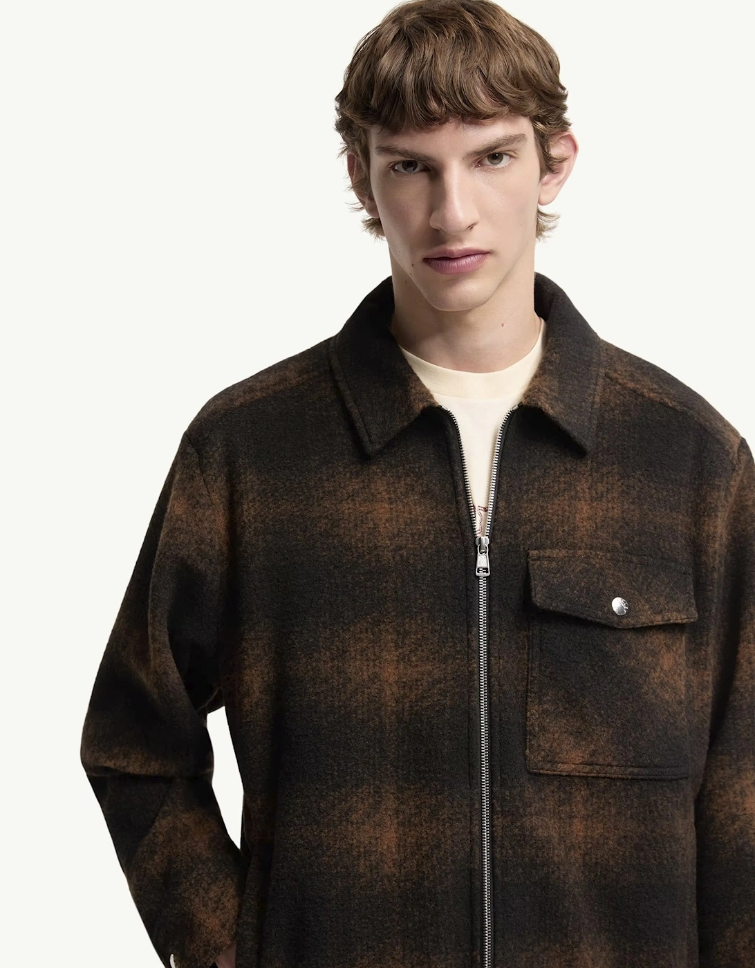 Checkered Zip Overshirt Black/Brown