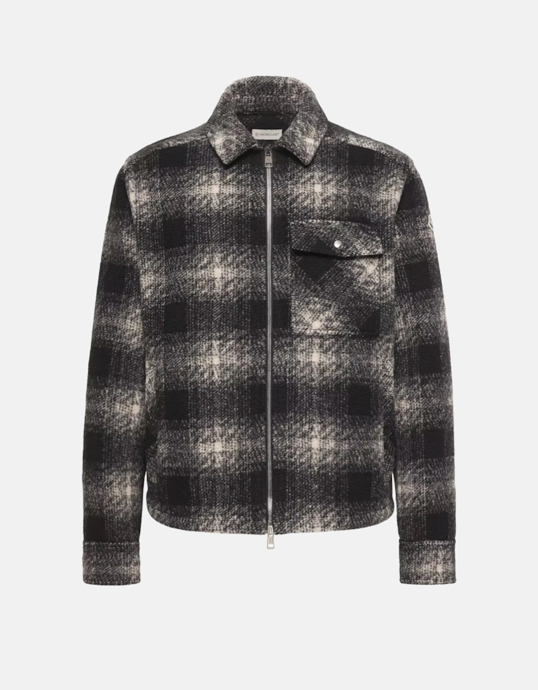 Checkered Zip Overshirt Black