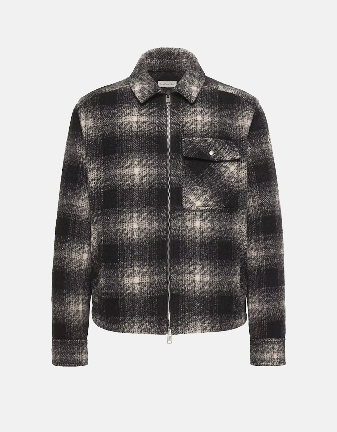 Checkered Zip Overshirt Black