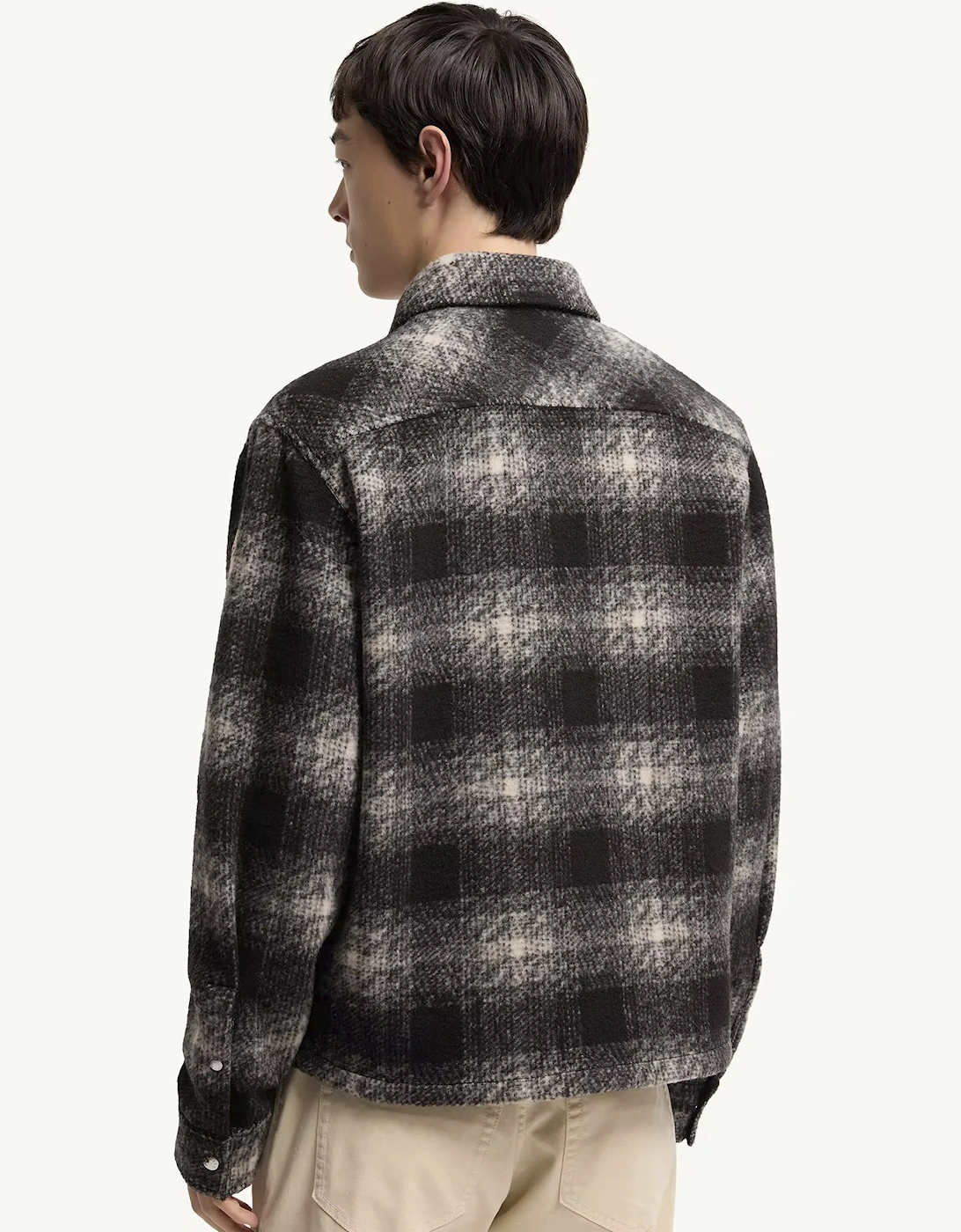 Checkered Zip Overshirt Black