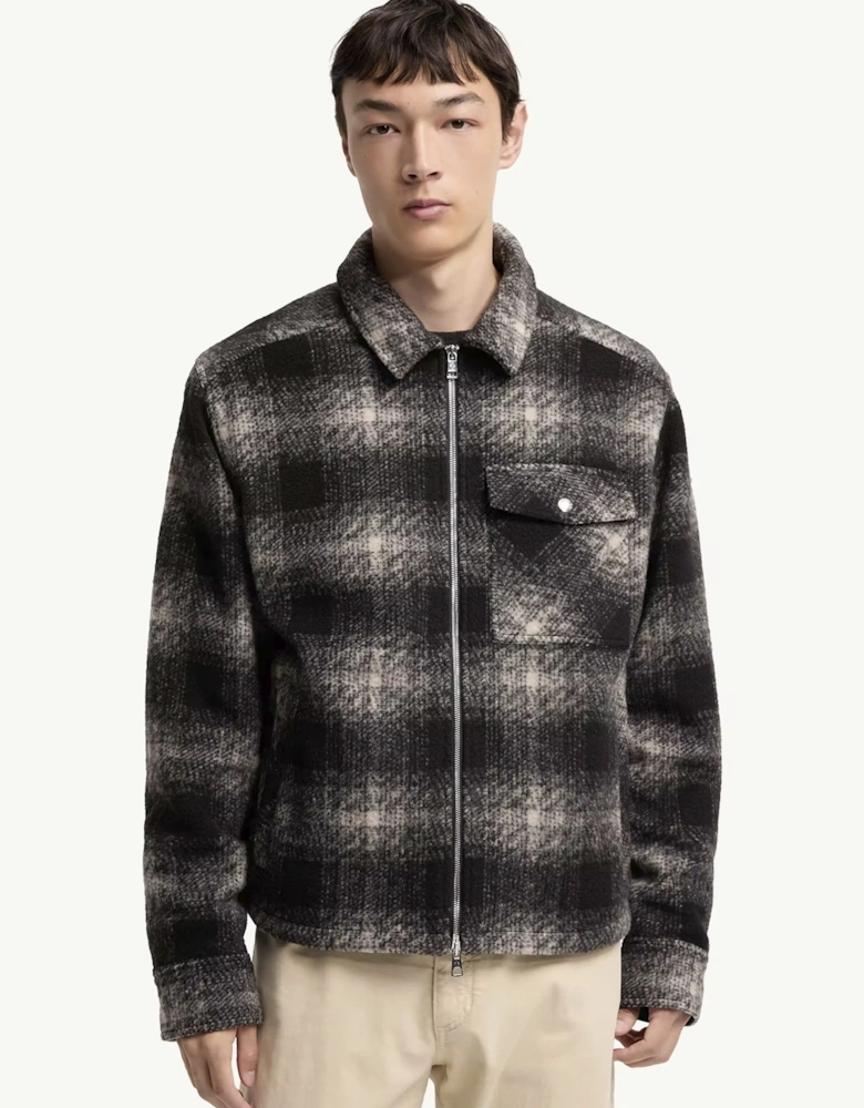 Checkered Zip Overshirt Black