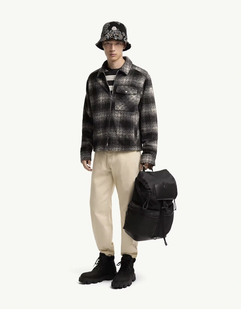 Checkered Zip Overshirt Black