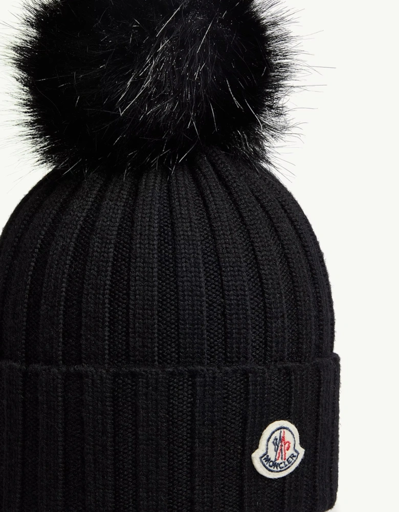 Womens Archive Logo Bobble Hat Black