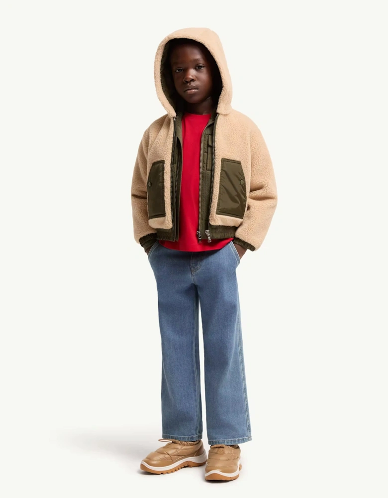 Kids Teddy Hooded Top Beige