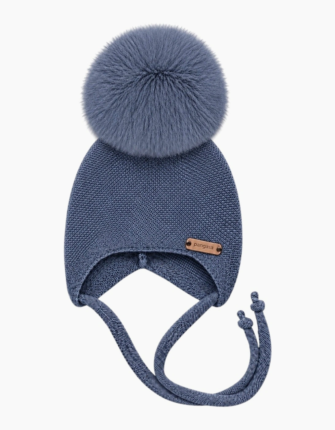 Bruma Blue Knit Real Fur Tie Hat