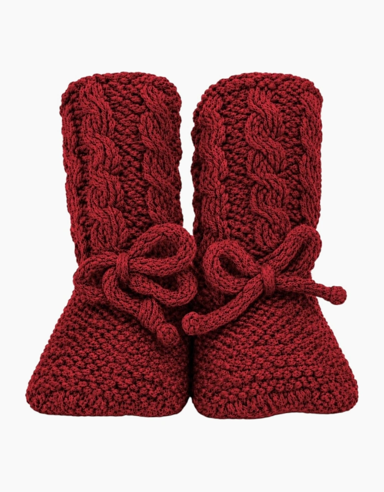 Dark Red Knit Booties
