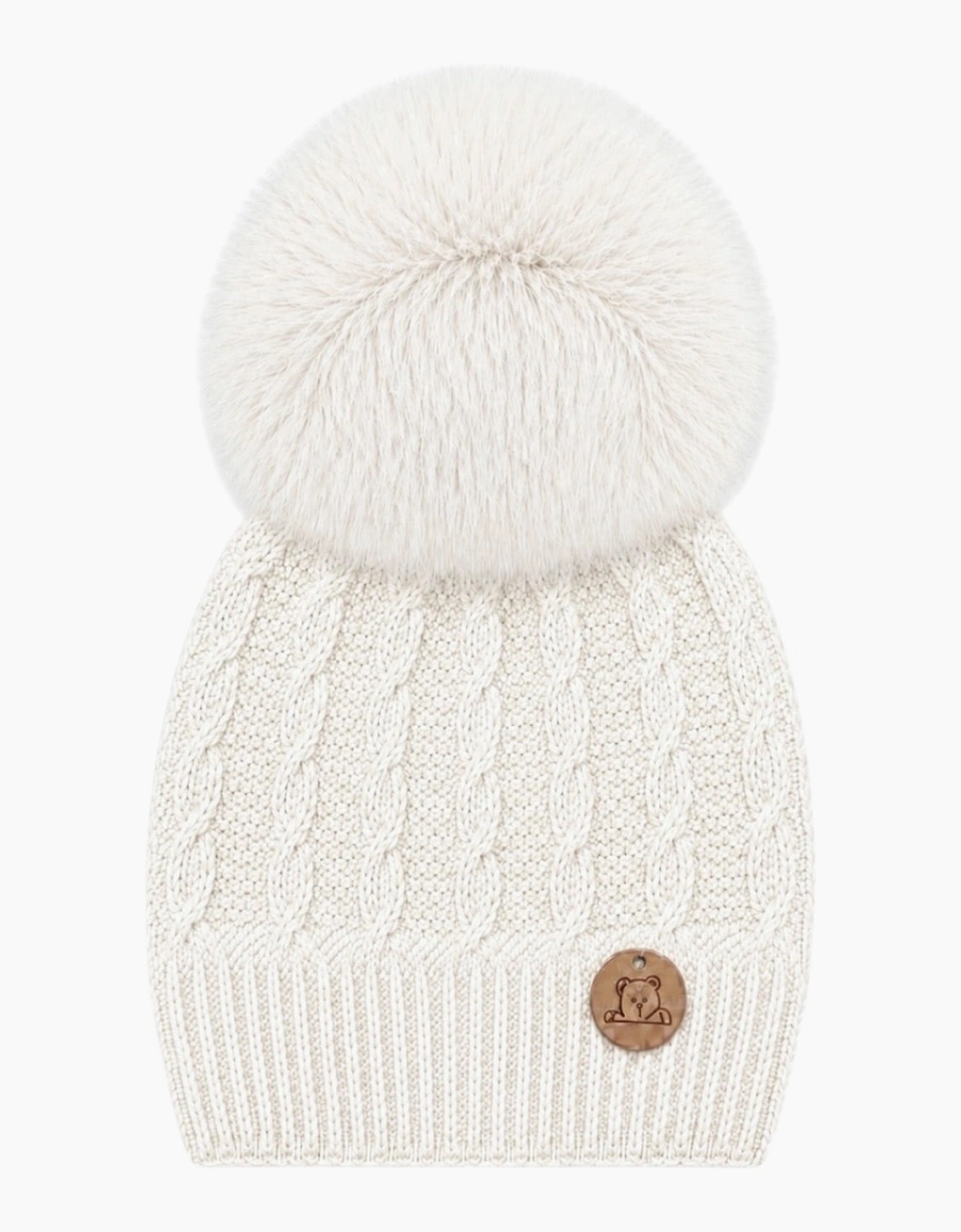 Ivory Knit Faux Fur Cable Hat