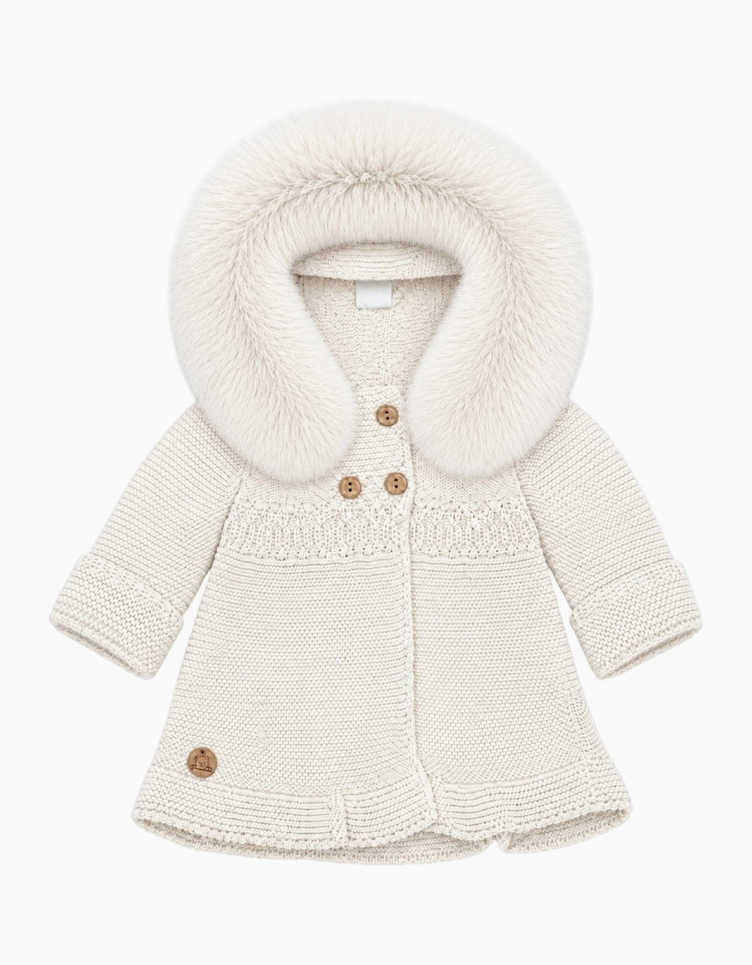 Ivory Knit Real Fur Trim Cardigan
