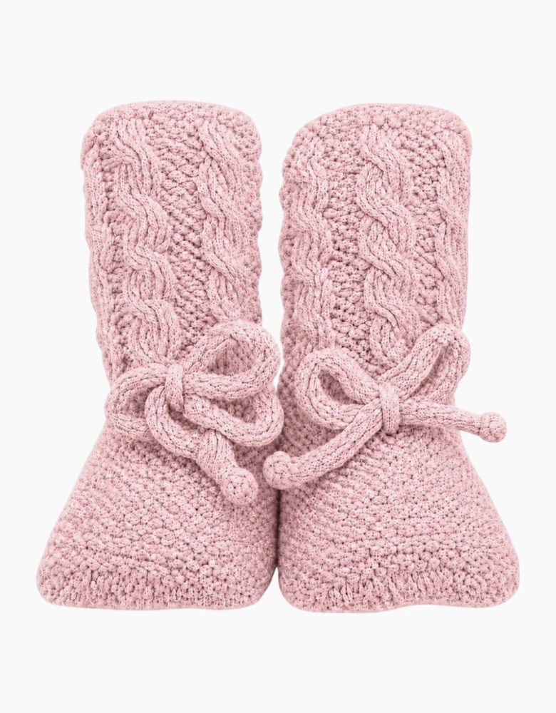 Powder Pink Knit Booties