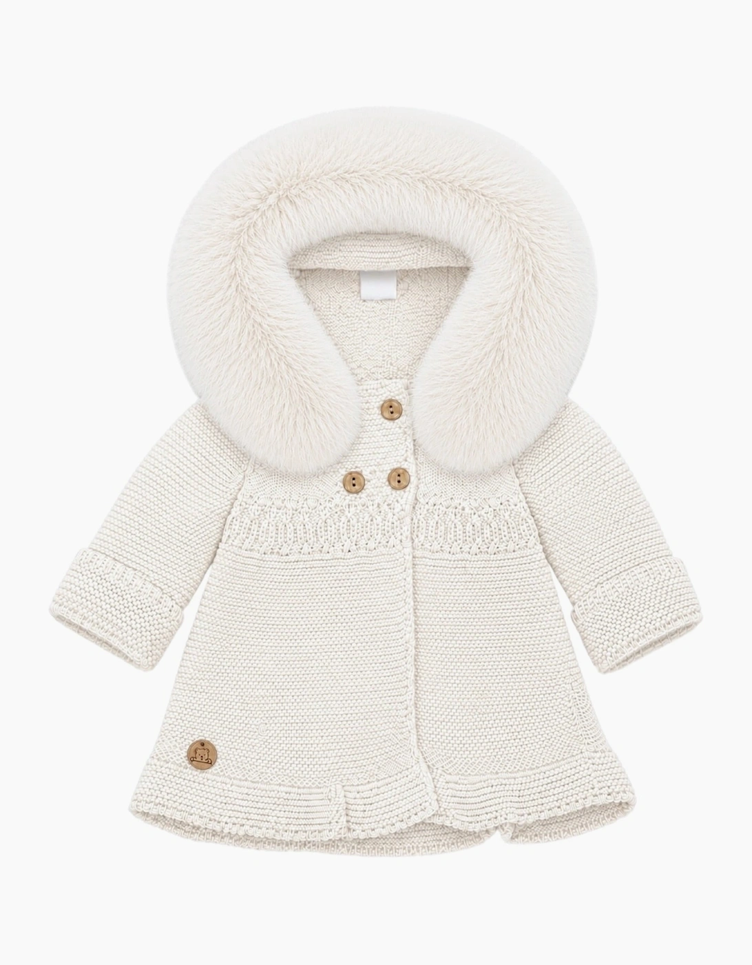 Ivory Knit Faux Fur Trim Cardigan