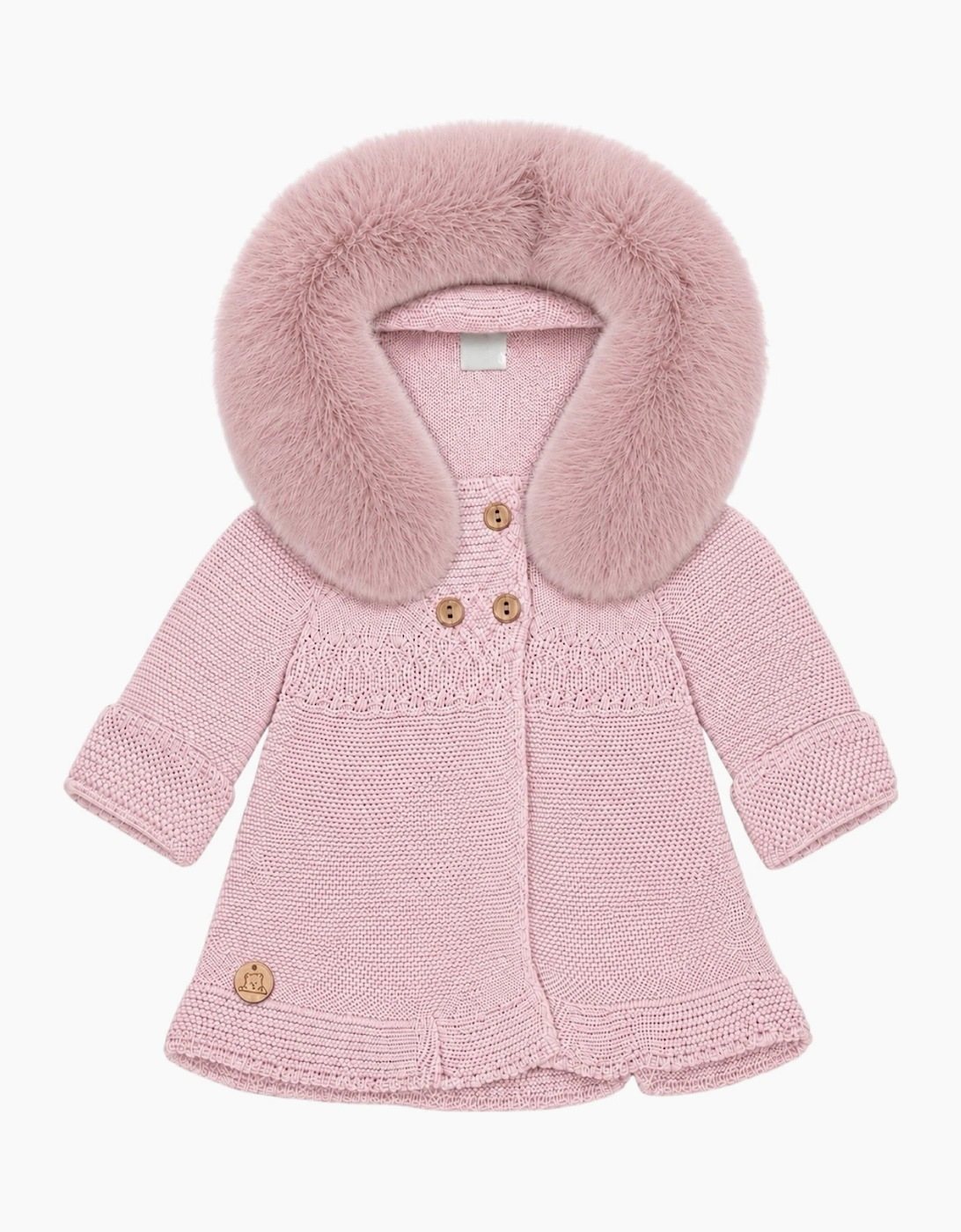 Powder Pink Knit Faux Fur Trim Cardigan