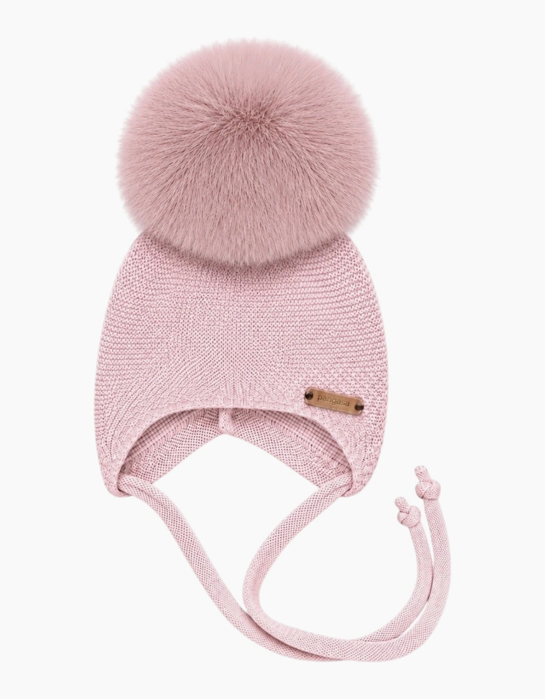 Pangasa Powder Pink Knit Faux Fur Tie Hat