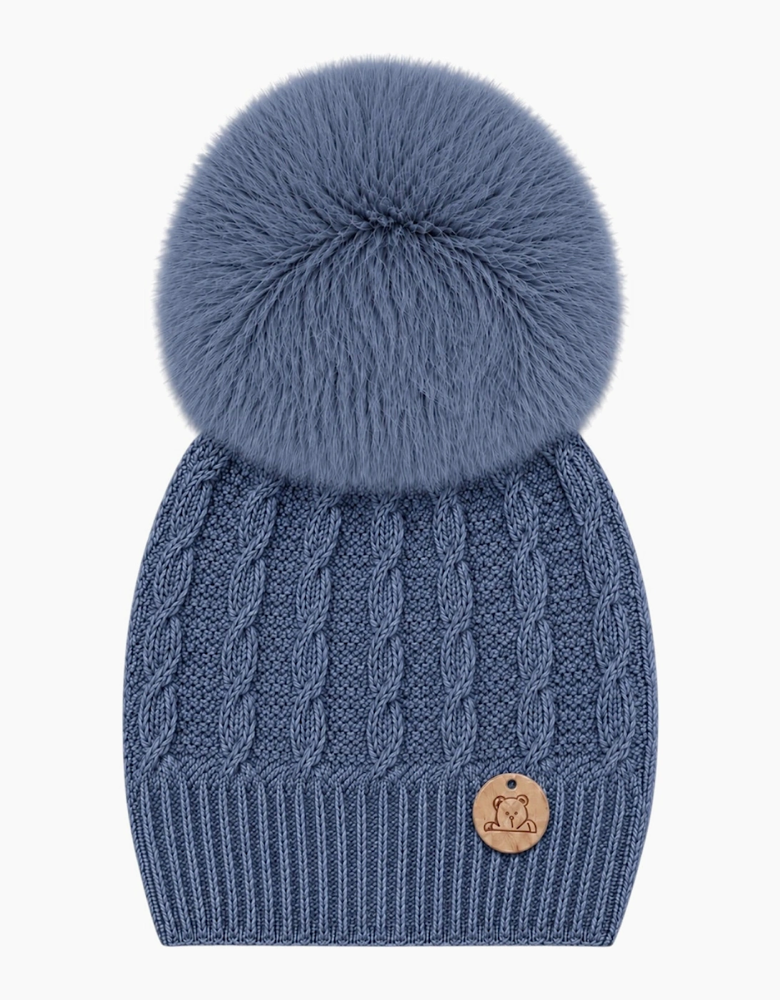 Bruma Blue Knit Real Fur Cable Hat