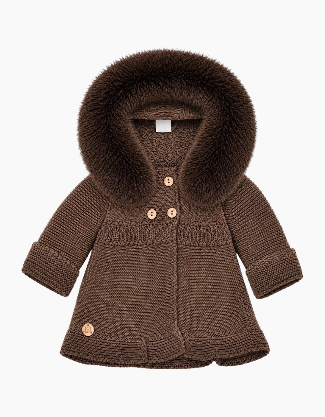 Chocolate Brown Knit Faux Fur Trim Cardigan