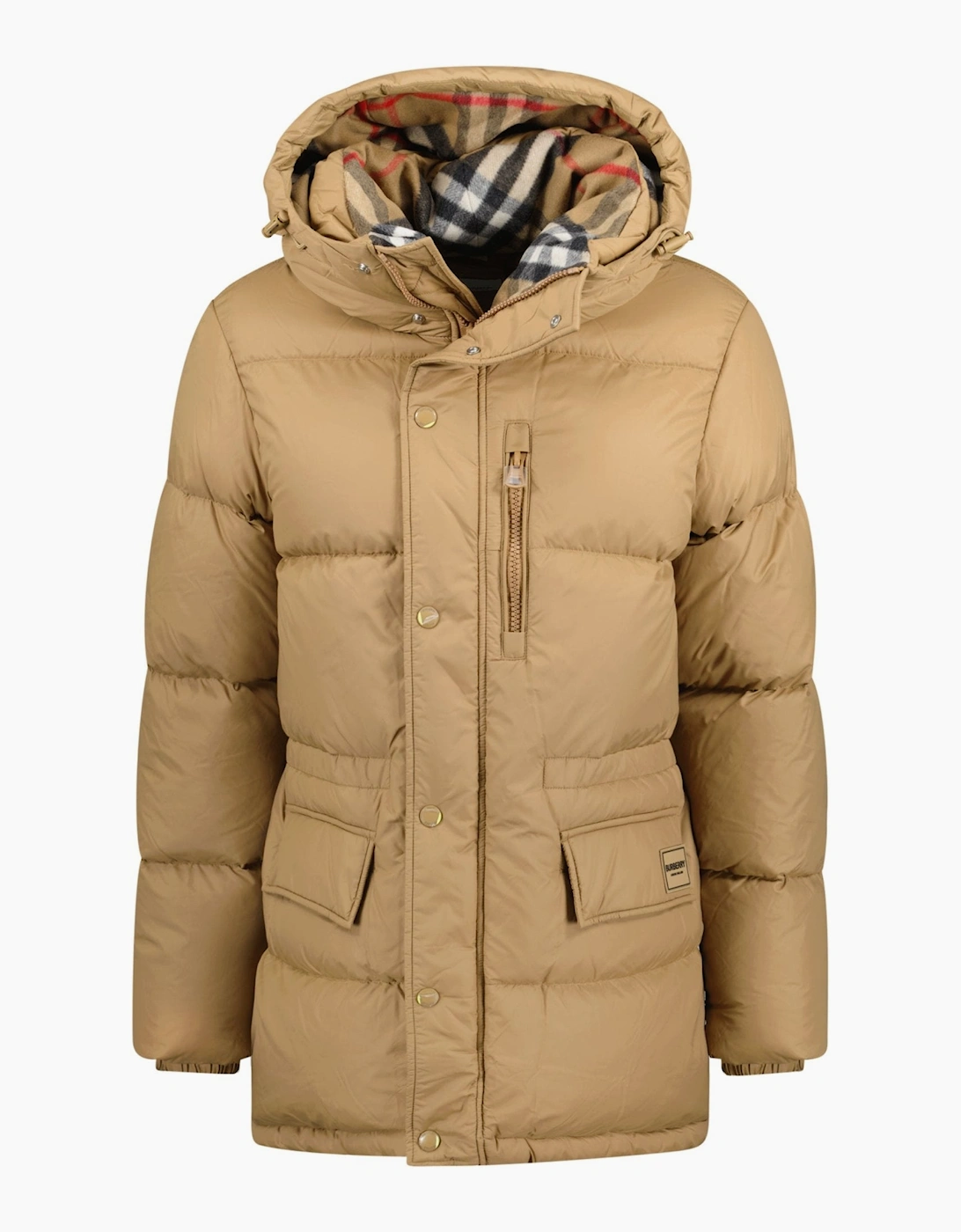 Burberry 'Haworth' Hooded Check Down Jacket Beige
