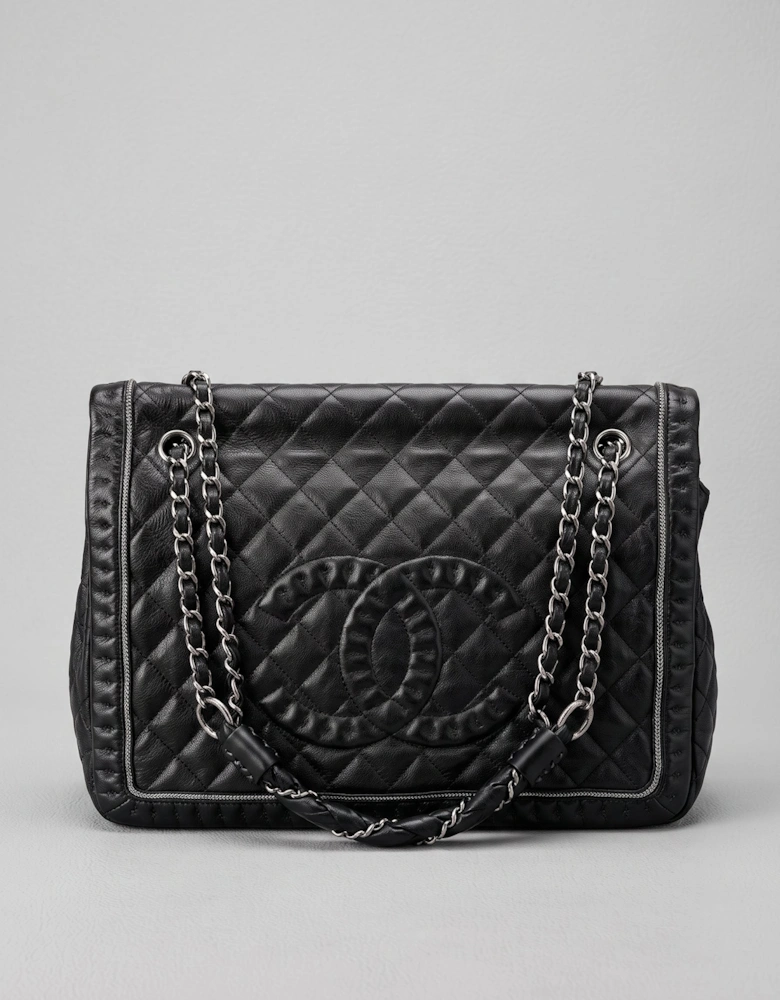 Chanel Black Small Quilted Calfskin Istanbul Accordion Flap Leather Pony-style calfskin