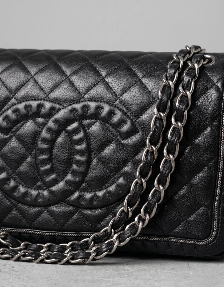 Chanel Black Small Quilted Calfskin Istanbul Accordion Flap Leather Pony-style calfskin