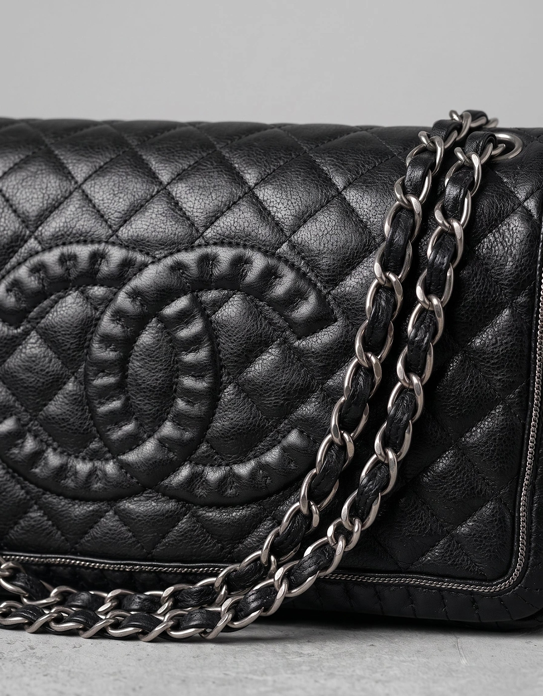 Chanel Black Small Quilted Calfskin Istanbul Accordion Flap Leather Pony-style calfskin