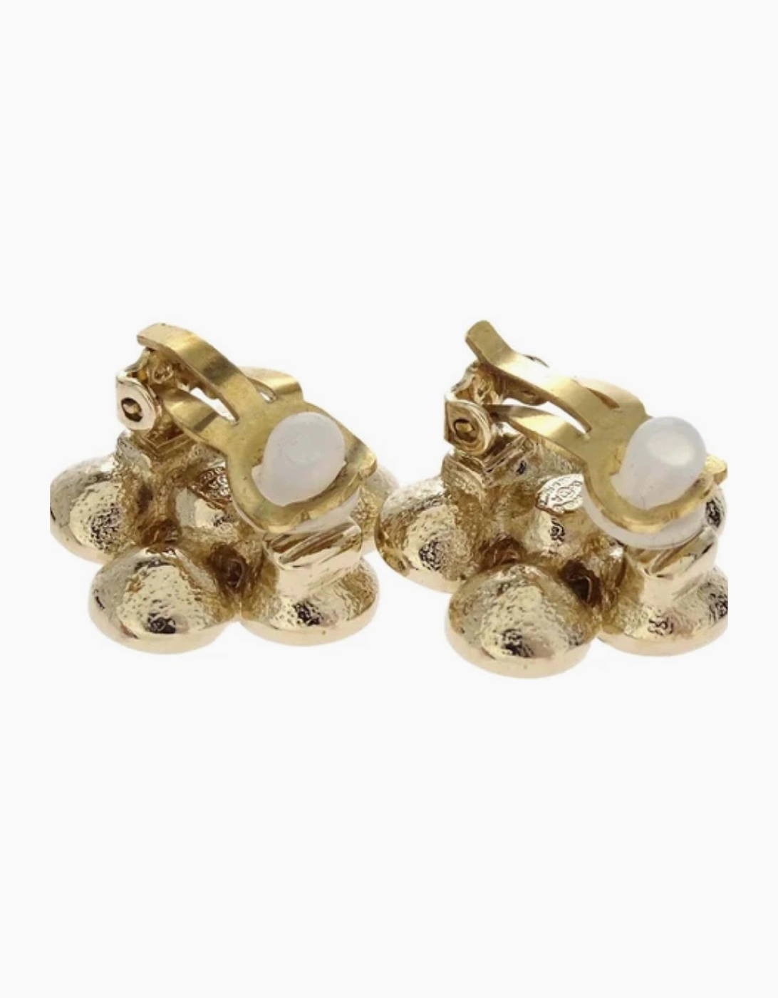 Chanel Flower Clip - On Earrings Gold Rhinestone
