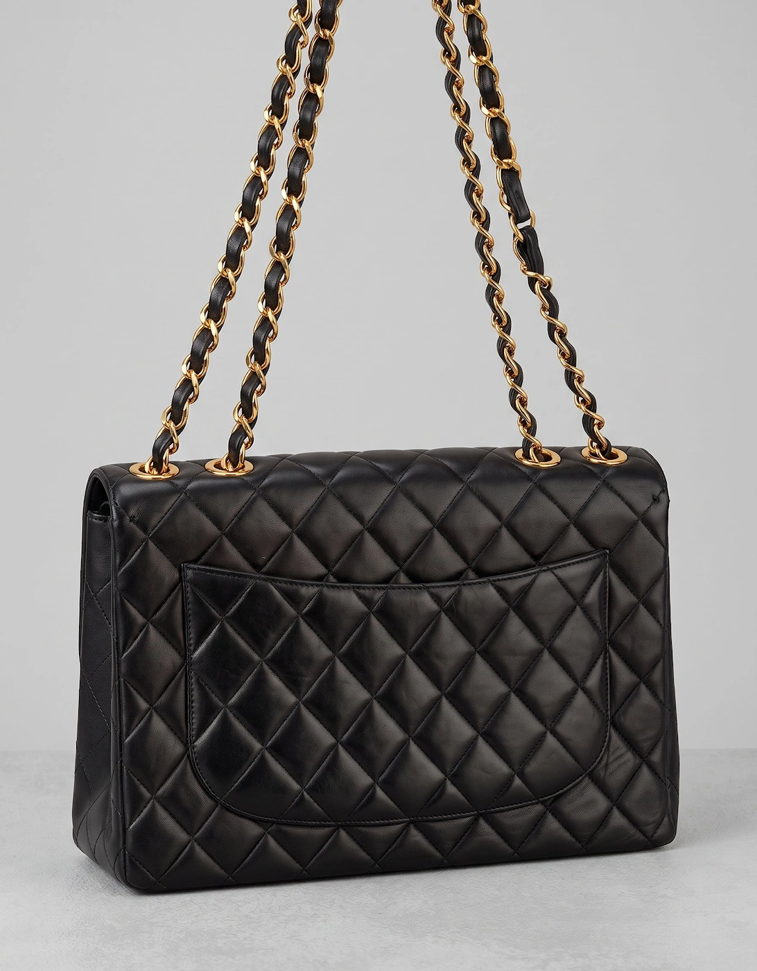 Vintage Chanel Classic Double Flap in black lambskin with gold hardware