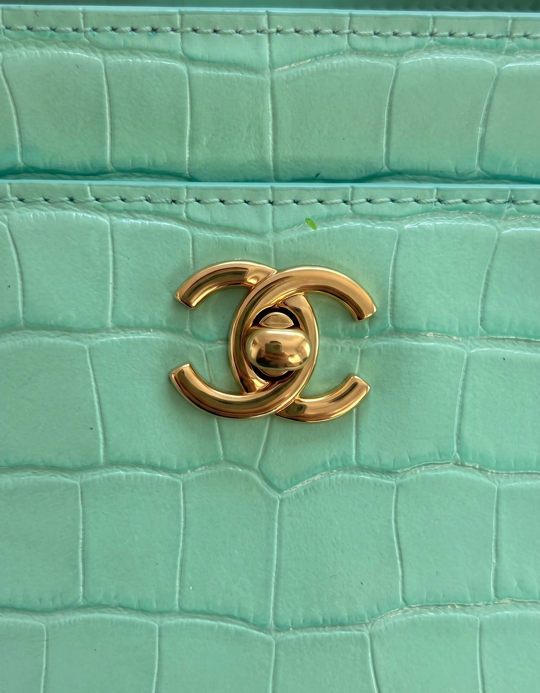 Chanel small tote Crocodile Embossed Calfskin & Gold-Tone Metal Green