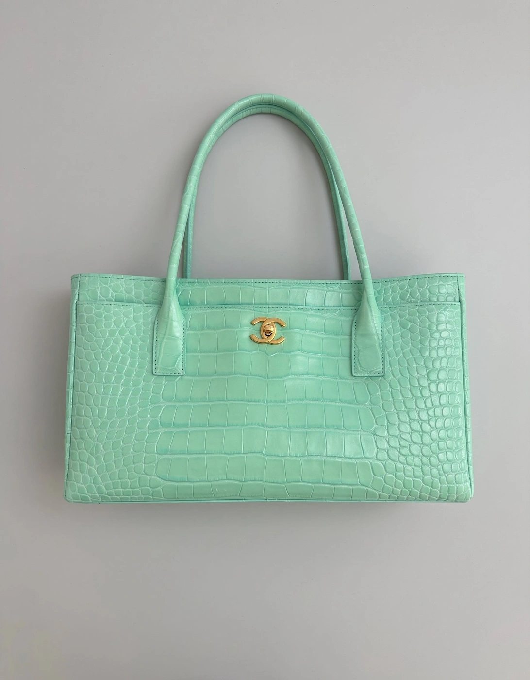 Chanel small tote Crocodile Embossed Calfskin & Gold-Tone Metal Green