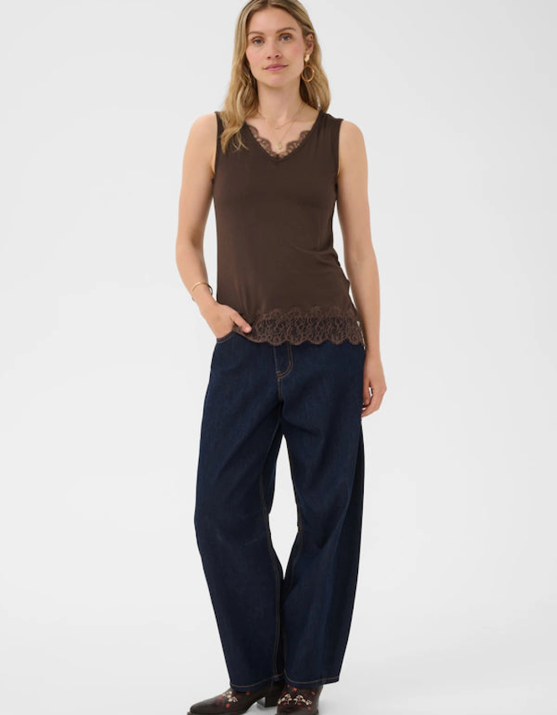 Alvaia jersey top in chocolate