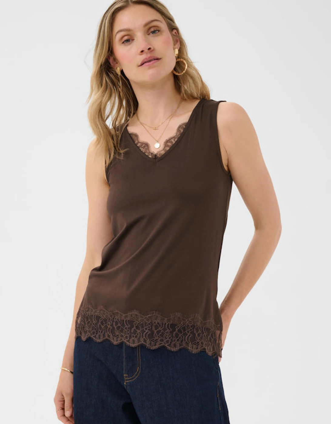 Alvaia jersey top in chocolate