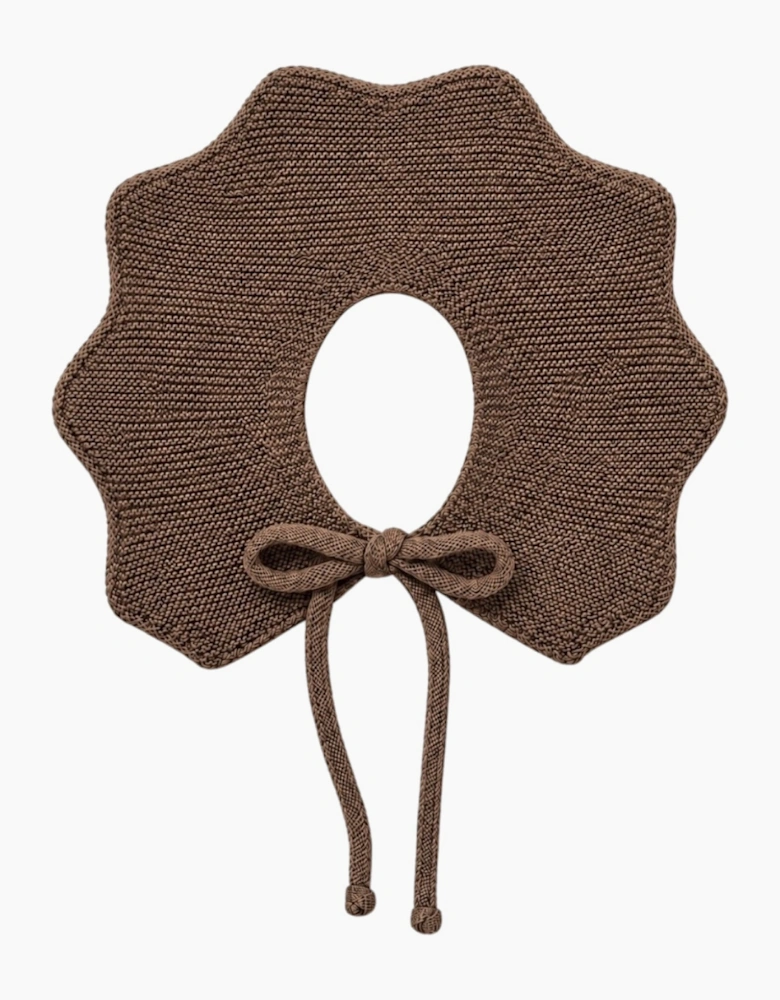 Chocolate Brown Knit Tie Collar
