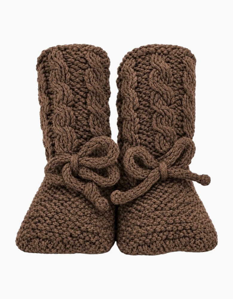 Chocolate Brown Knit Booties