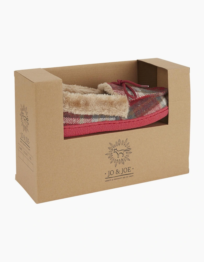 Jo & Joe PEMBROKE Womens Moccasin Slippers Festive Red