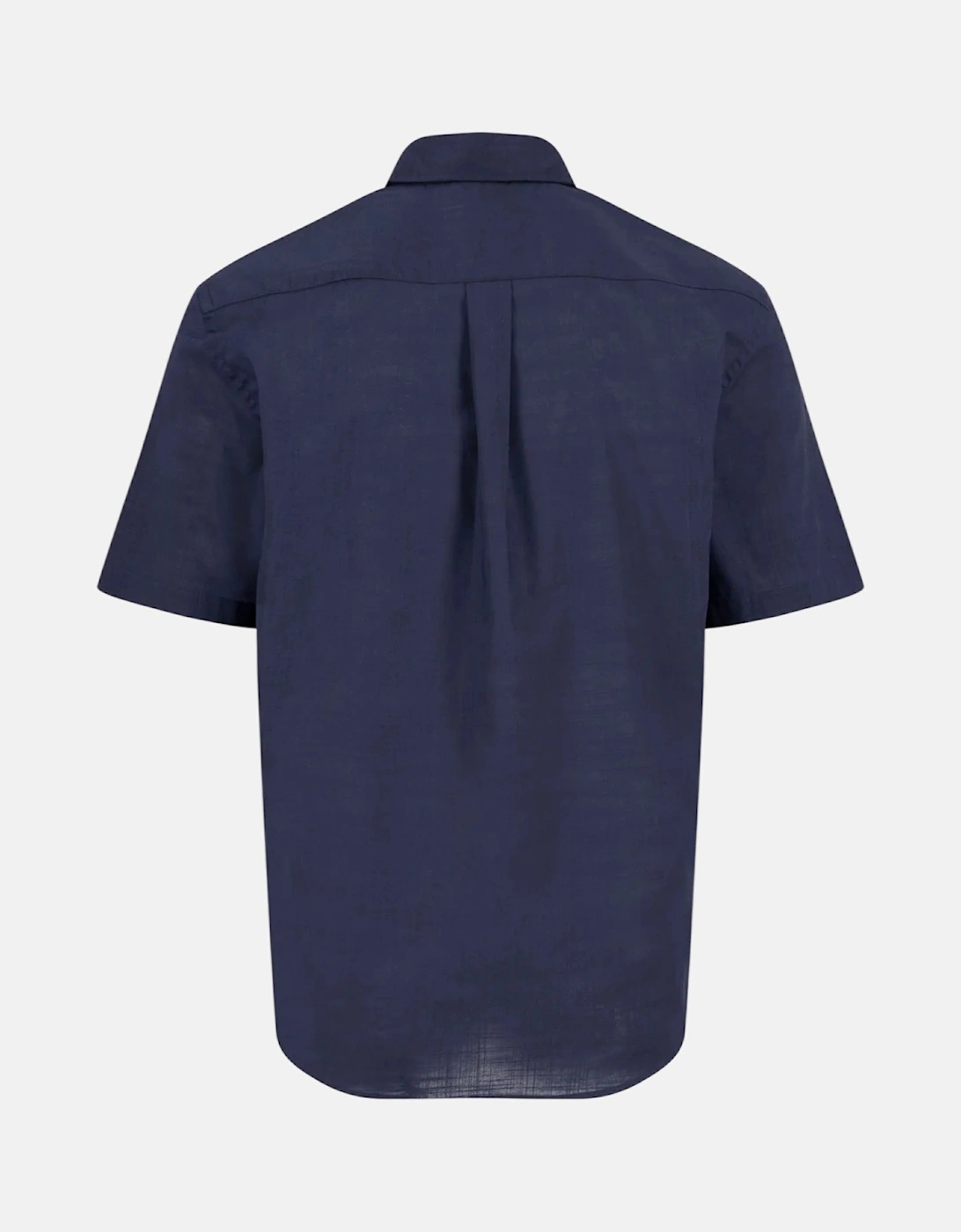 Solid Slub Button Down Short Sleeved Shirt Navy