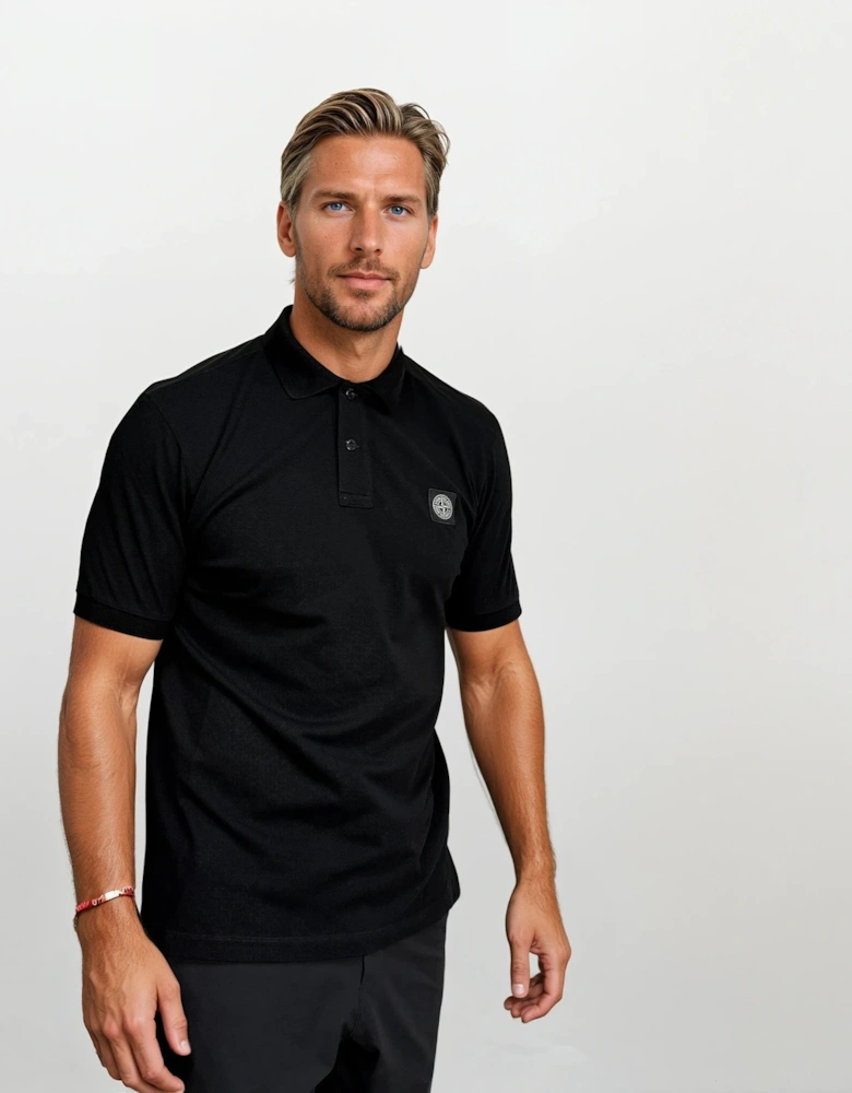 Stone Island Compass Badge Polo T-Shirt Slim Fit Black