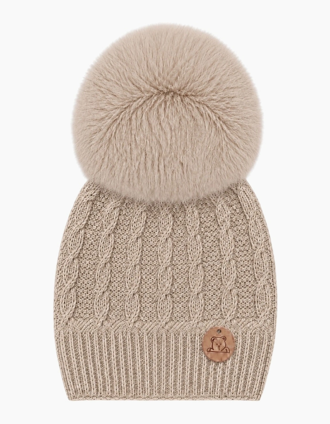 Deep Sand Knit Faux Fur Cable Hat
