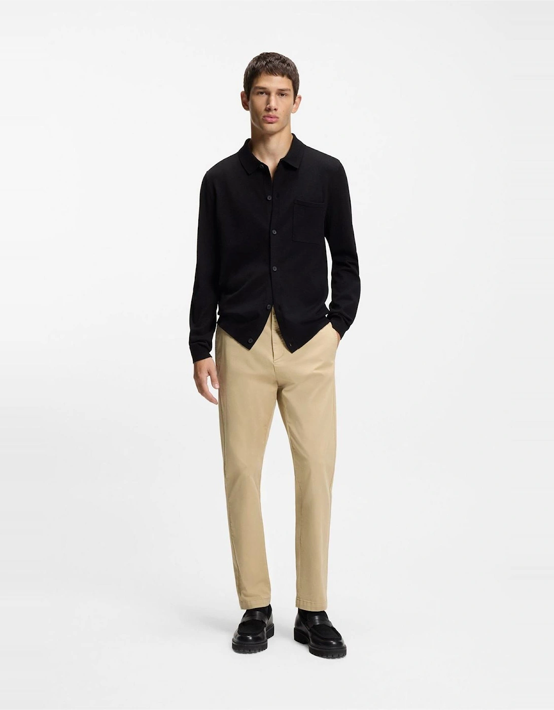 Solid Mid Rise Slim Five Pocket Chinos