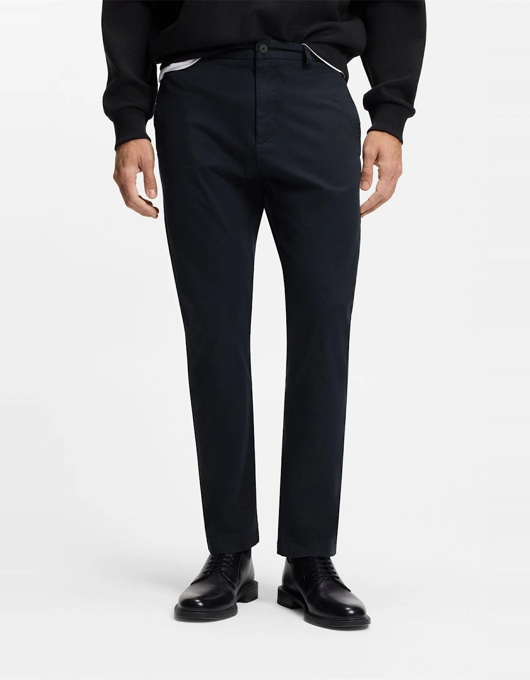 Solid Mid Rise Slim Five Pocket Chinos