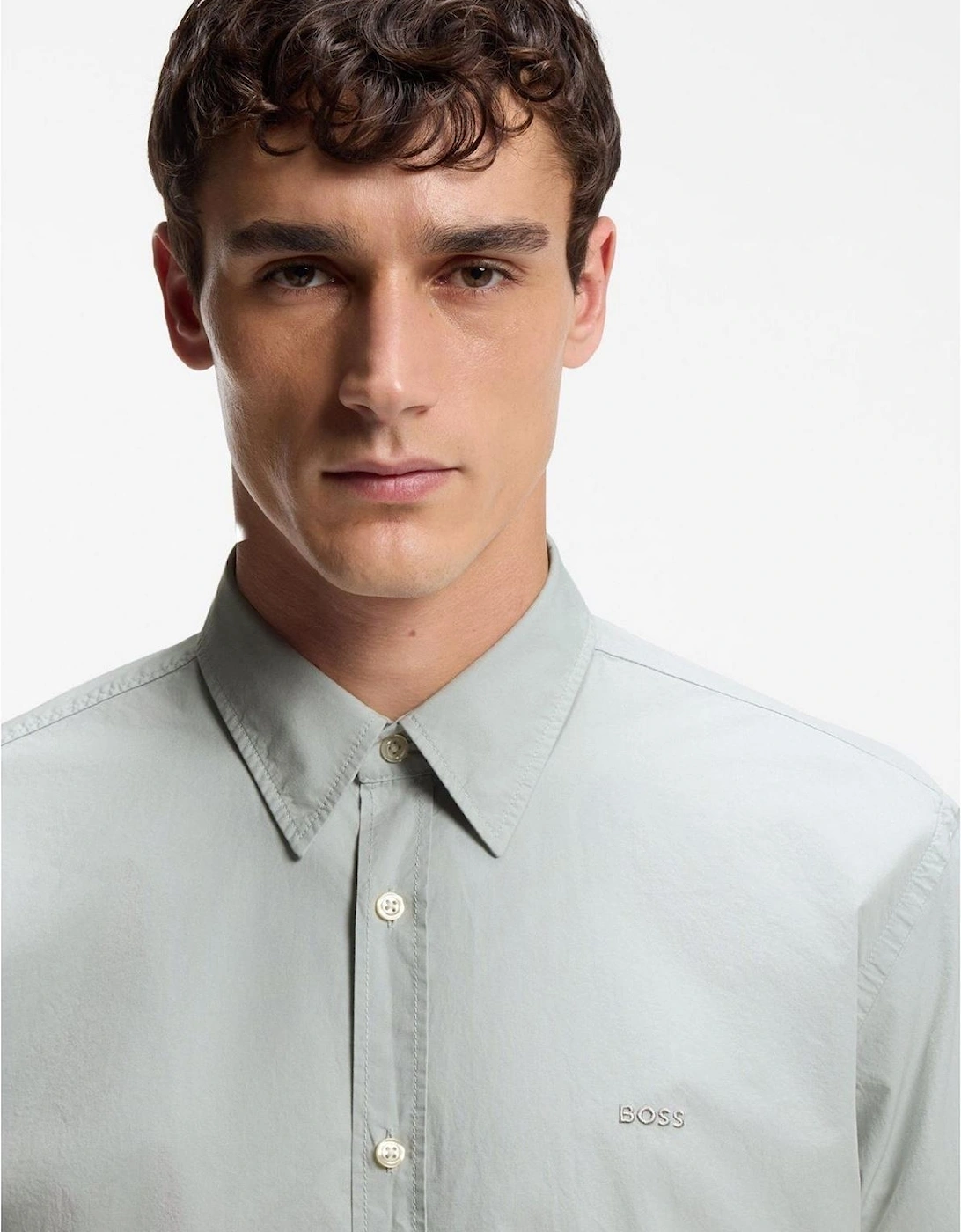 Collared Neck Shirt Collar Long Sleeve Regular Fit Shirt
