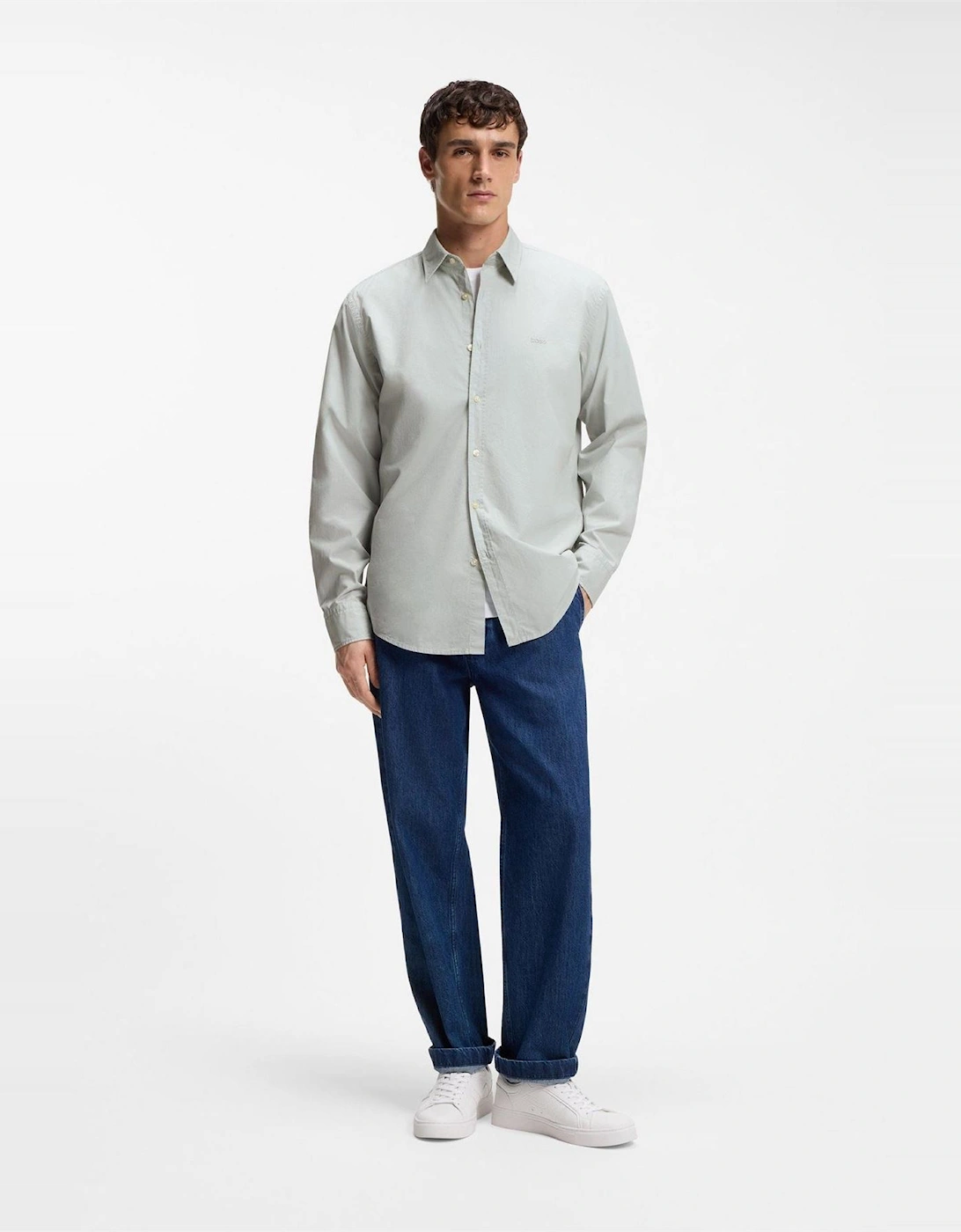 Collared Neck Shirt Collar Long Sleeve Regular Fit Shirt